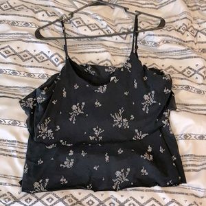 Blue tank top, spaghetti strap